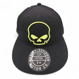 HARLEY DAVIDSON Willie G‎ Skull Hat Black Adult Fitted Size 7 1/2 (XL) Cap NEW
